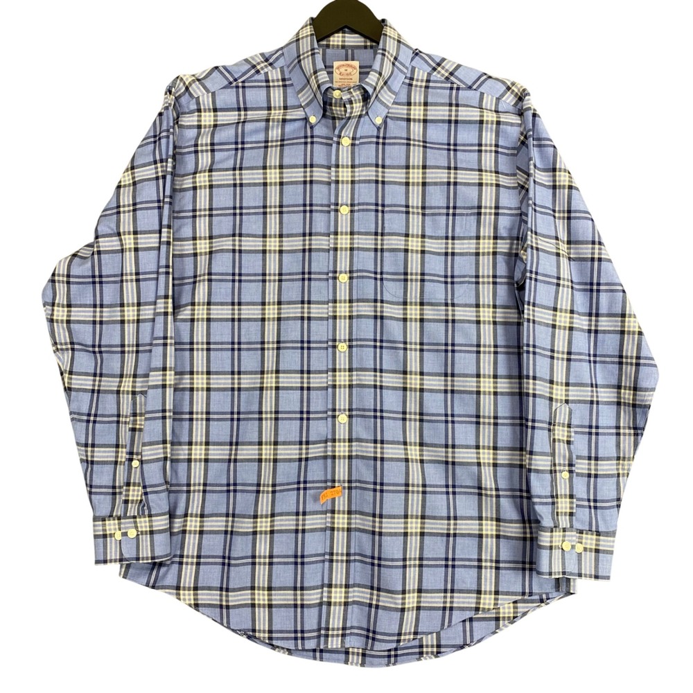 Brooks‎ Brothers Madison Shirt Button Down Mens M Blue Plaid Supima Non Iron